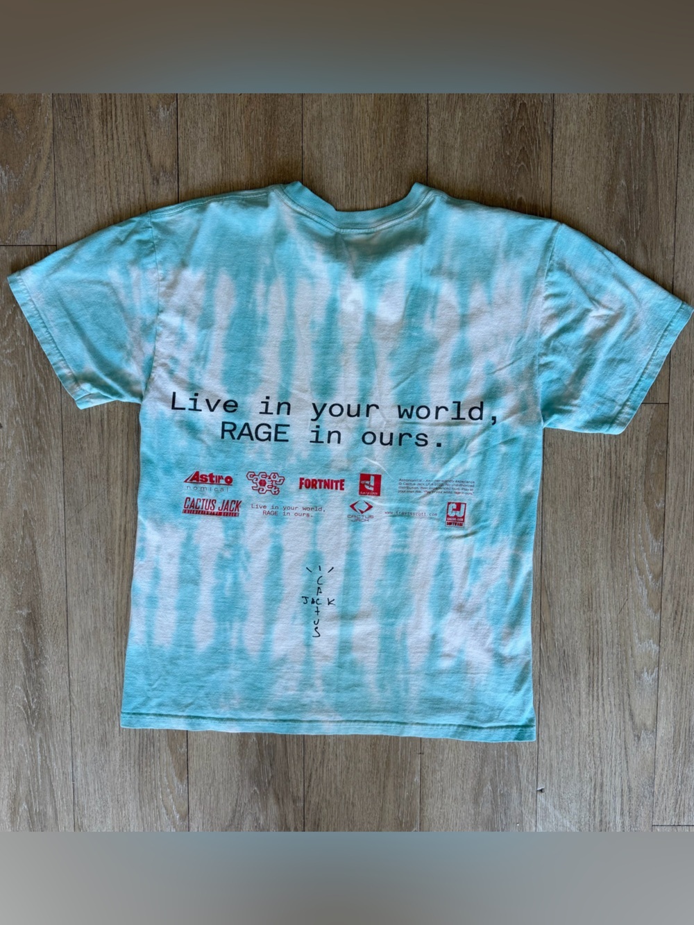 Travis Scott Astroworld blue tie-dye cotton t-shirt Size M - Picture 3 of 3